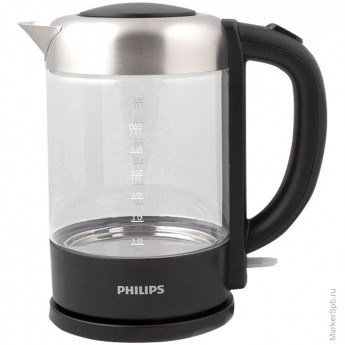 Чайник электрический Philips HD9340/90, 1,5л, 2200Вт, стекло/металл