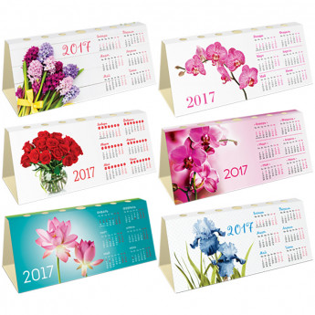 Календарь-домик с высечкой "Цветы", 2017 г.