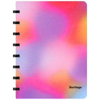 Бизнес-тетрадь А5+, 80л., Berlingo 'Gradient', глиттер-эффект, клетка, на кольцах, с возм. замены блока, 80г/м2, пластик. обл. 700мкм, линейка-закл.