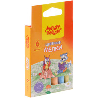 Мелки цветные Мульти-Пульти 'Енот на опушке леса', 6цв., круглые, картонная коробка, европод.