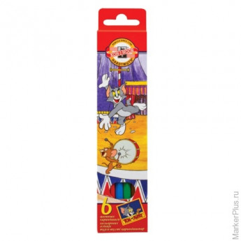 Карандаши цветные KOH-I-NOOR "Tom and Jerry", 6 цветов, грифель 3,2 мм, заточенные, картонная упаковка с европодвесом, 3651006023KSRV