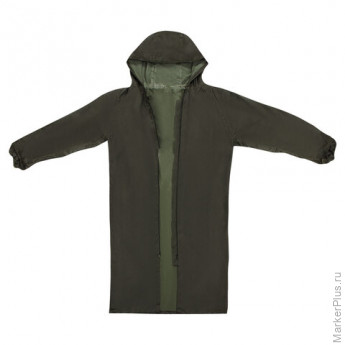 Дождевик плащ цвета хаки на молнии многоразовый с ПВХ-покрытием, размер 60-62 (XXXL), рост 170-176, ГРАНДМАСТЕР, 610849