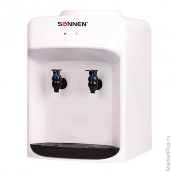 Кулер-водораздатчик БЕЗ НАГРЕВА И ОХЛАЖДЕНИЯ, SONNEN TS-01WT, настольный, 2 крана, белый, 455411