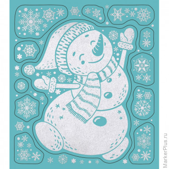 Украшение новогоднее оконное Снеговик 15,5x17,5см арт.90263