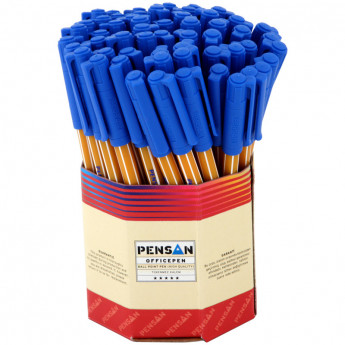 Ручка шариковая PenSan "Officepen 1010" синяя, 1мм, игольчатый стержень, на масляной основе, дисплей 60 шт/в уп