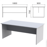Стол для переговоров 'Монолит', 1800х900х750 мм, цвет серый, СМ18.11