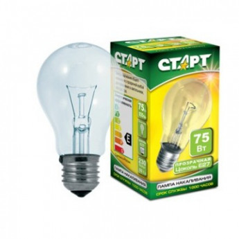 Электрическая лампа СТАРТ стандартная/прозрачная 75W E27