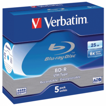 Диски BD-R (Blu-ray) VERBATIM, 25 Gb, 6x, комплект 5 шт., Jewel Case, 43715
