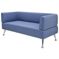 Диван мягкий трехместный "V-700", 730х1560х720 мм, c подлокотниками, экокожа, голубой