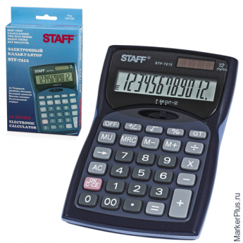 Калькулятор STAFF настольный STF-7212, 12 разрядов, двойное питание, 150х100 мм