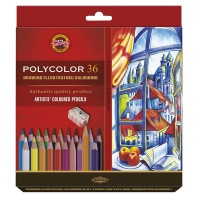 Карандаши цветные художественные Koh-I-Noor 'Polycolor 3835', 36цв., заточен.+ точилка+2 ч/гр. кар. 1500, картон, европодвес