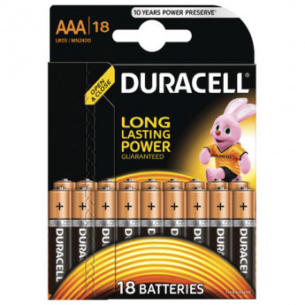 Батарейки DURACELL Basic AAA LR03, Alkaline, 18шт, в блистере, 1.5В (шк7557), 81483686, комплект 18 шт