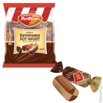 Конфеты шоколадные РОТ ФРОНТ "Батончики", шоколадно-сливочные, 250 г, пакет, РФ07604