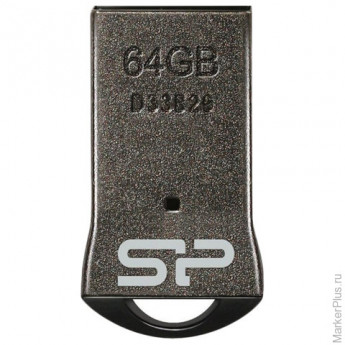 Флэш-диск 64 GB, SILICON POWER T01, USB 2.0, черный, SP64GBUF2T01V1K