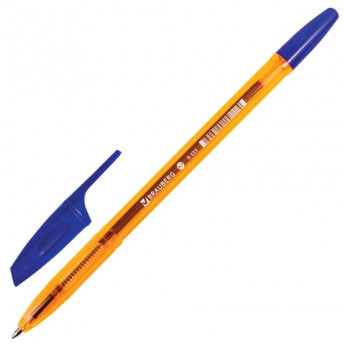 Ручка шариковая BRAUBERG 'X-333' AMBER, СИНЯЯ, корпус тонированный оранжевый, узел 0,7 мм, линия письма 0,35 мм, 142832, 10 шт/в уп