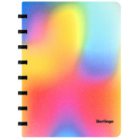 Бизнес-тетрадь А5+, 80л., Berlingo 'Gradient', глиттер-эффект, клетка, на кольцах, с возм. замены блока, 80г/м2, пласт. обл. 700мкм, линейка-закл.