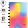 Бизнес-тетрадь А5+, 80л., Berlingo 'Gradient', глиттер-эффект, клетка, на кольцах, с возм. замены блока, 80г/м2, пласт. обл. 700мкм, линейка-закл.
