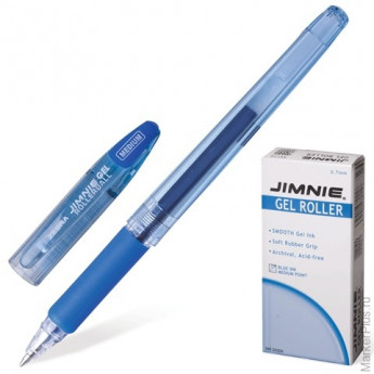 Ручка гелевая ZEBRA "JIMNIE HYPER JELL", корпус прозрачный, толщина письма 0,7 мм, рез. держ., синяя, JJB101-BL