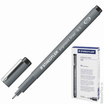 Ручка капиллярная STAEDTLER (ШТЕДЛЕР), толщина письма 0,5 мм, черная, 308 05-9