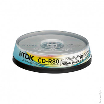 Диск CD-R 700Mb TDK 52x Cake Box (10шт)