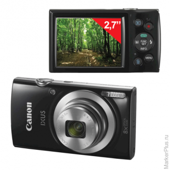 Фотоаппарат компактный CANON IXUS 177, 20 Мп, 8х zoom, 2,7" ЖК-монитор, HD, черный