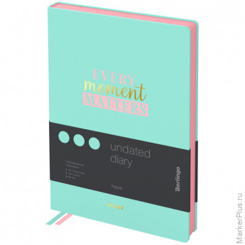 Ежедневник недатированный, А5, 160л., кожзам, Berlingo "Haze", розовый срез, мятный, с рисунком