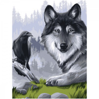 Картина по номерам на картоне ТРИ СОВЫ 'Ворон и волк', 30*40, с акриловыми красками и кистями