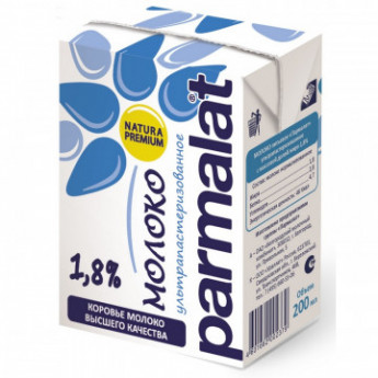 Молоко Parmalat ультрапастеризованное 1,8% 0,2 л 27 шт/уп, комплект 27 шт