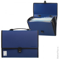 Портфель пластиковый BRAUBERG "Дипломат", А4, 330х240х25 мм, 13 отделений, фактура бисер, синий, 226026