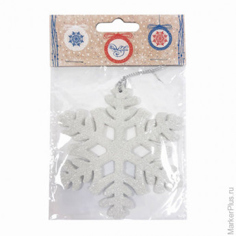 Украшение декоративное подвесное "Снежинка белая", 10,5х10,5 см, пластик, 75094