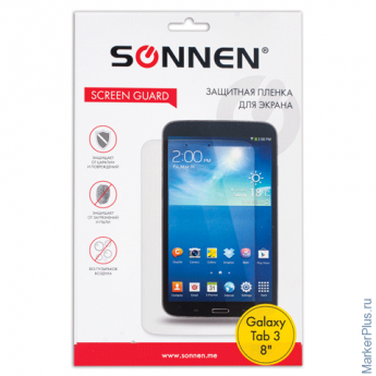 Защитная пленка для Samsung Galaxy Tab 3 8" SONNEN, против отпечатков пальцев, прозрачная, 352959