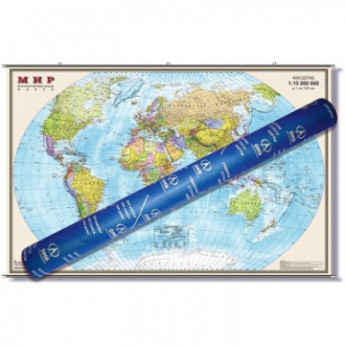 Настенная карта Мир политическая 1:15млн.,1,97x1,27м.на рейках,ОСН1224077