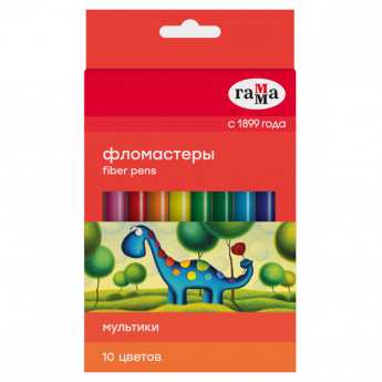 Фломастеры Гамма 'Мультики', 10цв., смываемые, картон. упак., европодвес