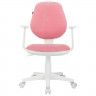 Кресло детское BRABIX "Fancy MG-201W", с подлокотниками, пластик белый, ткань вельветовая, розовое, 533009