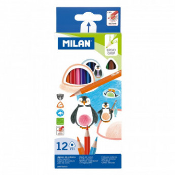 Карандаши цветные 12цв 3-гран Milan, 0722312