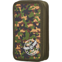 Пенал №1School Military 2 отд., ламинат, софт тач, 190x110 мм, ПКК 11-6