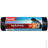 Мешки для мусора PACLAN "BIG &STRONG" 240л, 30 мкм, 5 шт/рул, синий, комплект 5 шт