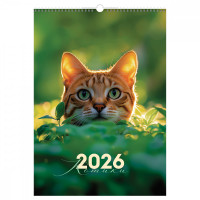 Календарь настенный перекидной на гребне, 340*480 мм 6л. BG "Коты", 2026г. Календарь настенный перекидной на гребне, 340*480 мм 6л. BG "Коты", 2026г.