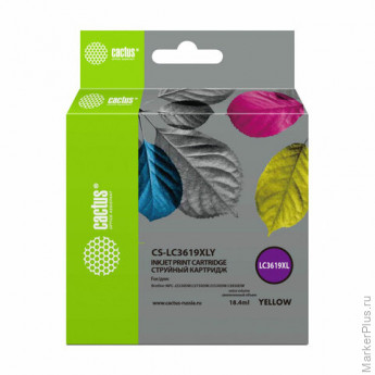 Картридж струйный CACTUS (CS-LC3619XLY) для Brother MFC-J2330DW/J3530DW/J3930D, желтый, ресурс 1500 страниц Картридж струйный CACTUS (CS-LC3619XLY) для Brother MFC-J2330DW/J3530DW/J3930D, желтый, ресурс 1500 страниц