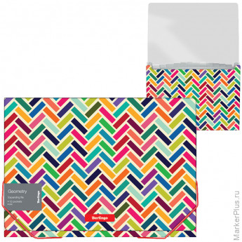 Папка 12 отделений Berlingo "Geometry" A4, 330*240*25мм, 700мкм, на резинке, c рисунком