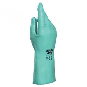Перчатки нитриловые MAPA Ultranitril 492, хлопчатобумажное напыление, размер 7 (S), зеленые