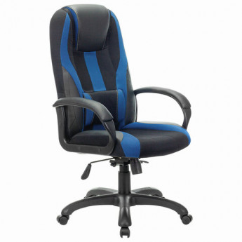 Кресло компьютерное BRABIX PREMIUM 'Rapid GM-102', НАГРУЗКА 180кг, экокожа/ткань, черное с синими вставками, 532106