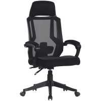 Кресло руководителя Helmi HL-E32 "Ergo" LUX, рег. подлок., подголов. и пояс. упор, ткань черная