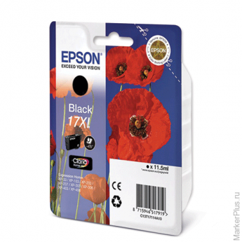 Картридж струйный EPSON (C13T17114A10) Expression Home XP-103/207/203, черный, ориг., увелич. емк.
