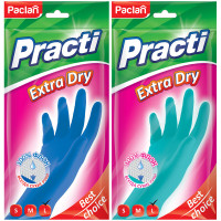 Перчатки резиновые Paclan "Practi Extra Dry", р.L, цвет микс, пакет с европодвесом