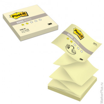 Блок самоклеящийся (стикер) POST-IT Basic (Z-блок), 76х76 мм, 100 л., желтый, R300-BY
