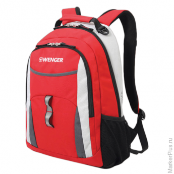 Рюкзак WENGER для старшеклассников/студентов, универсальный, красный, серые и серебристые вставки, 2