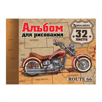 Альбом для рисования, А4, 32 л., гребень, обложка картон, BRAUBERG ЭКО, "Мотоциклы", 105073