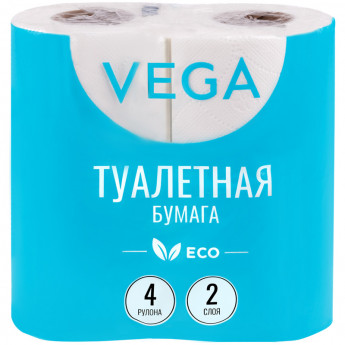 Бумага туалетная Vega 2-слойная, 4шт., эко, 15м