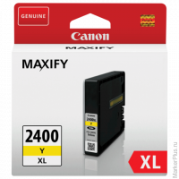 Картридж струйный CANON (PGI-2400XLY) iB4040/MB5040/MB5340, желтый, оригинальный, ресурс 1500 стр., 